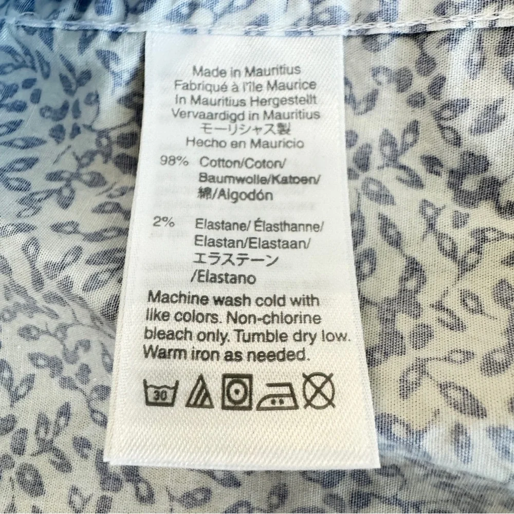 J Crew Mercantile Floral Button Down Shirt XXL Blue White Flex Stretch